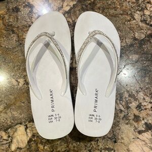 White Sequined Thong Heel Sandal